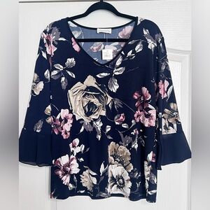 NWT Exclusive One Navy Floral Women’s Blouse XL